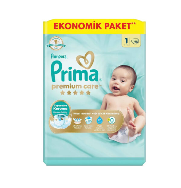 پوشک پریما اصل ترک سایز 1 ضد حساسیت 70 عددی Prima(واردات قانونی از منطقه آزاد ارس)