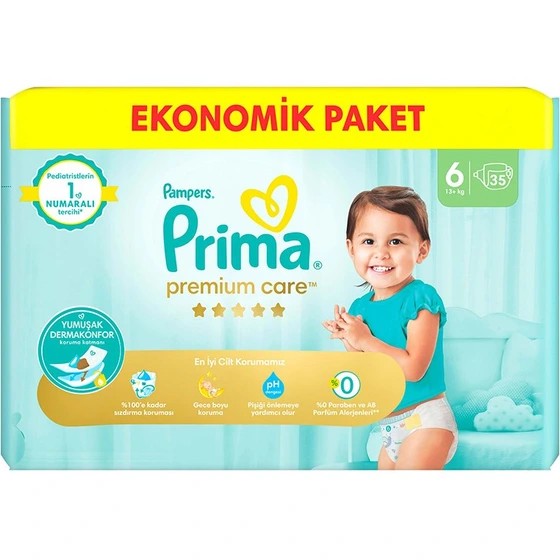 پوشک کودک پریما سایز 6 بسته 35 عددی(واردات قانونی از منطقه آزاد ارس)