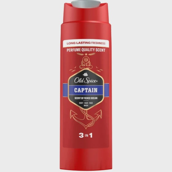 شامپو سر و صورت و بدن سه کاره مردانه اولد اسپایس Old Spice مدل Captain با حجم 400 میلی(واردات قانونی از منطقه آزاد ارس)