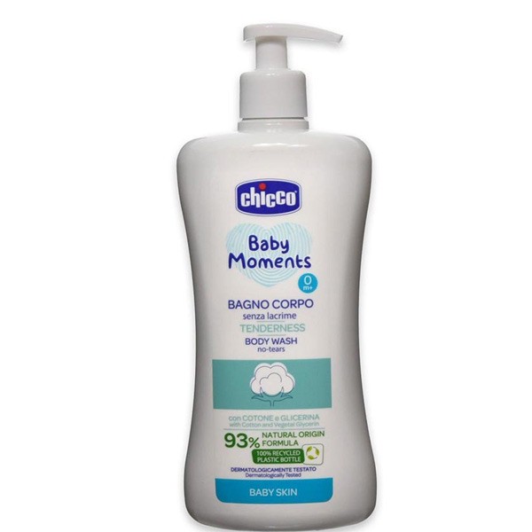 شامپو بدن کودک چیکو chicco حاوی عصاره پنبه و گلیسیرین گیاهی 93درصد ارگانیک با حجم 500 میلی(واردات قانونی از منطقه آزا...