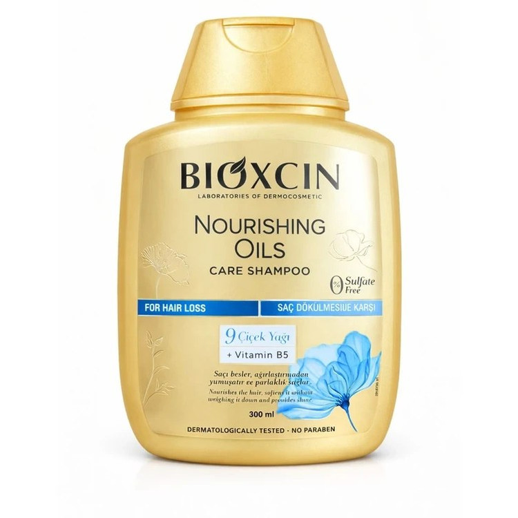 شامپو طلایی bioxسین مدل Nourishing Oils بدون سولفات حاوی 9 روغن مغذی ، مناسب برای موهای خشک و آسیب دیده با حجم 300 میلی (واردات قانونی از منطقه آزاد ارس)