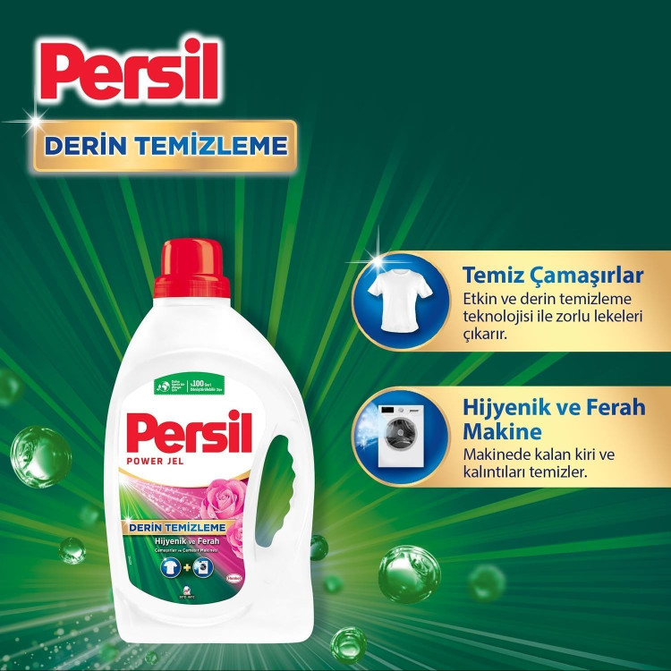 ژل و مایع ماشین لباسشویی پرسیل مدل Derin Temizleme رایحه گل رز ، اصل ترکیه با حجم 3/9 لیتری(واردات قانونی از منطقه آزاد ارس)