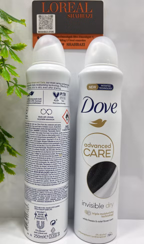 اسپری ضدتعریق زنانه داو مدل advanced CARE Invisible Dry ، با حجم 250 میلی(واردات قانونی از منطقه آزاد ارس)
