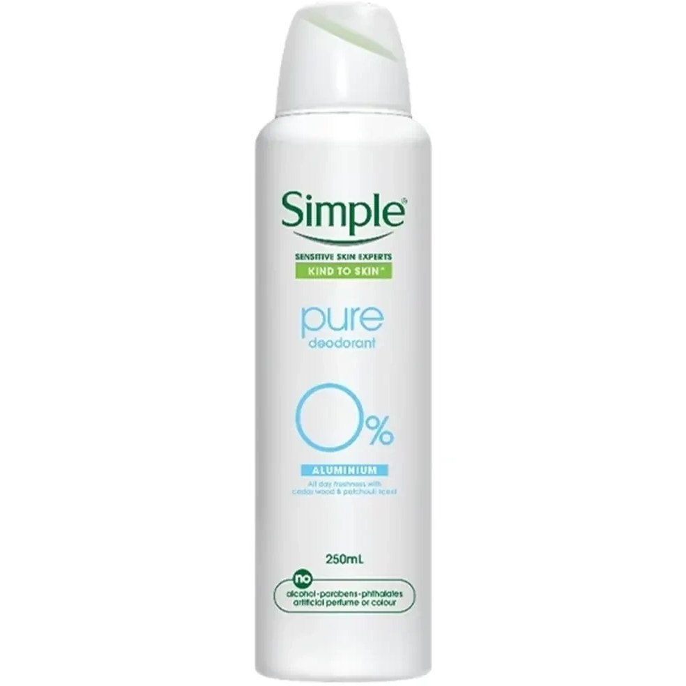 اسپری ضدتعریق زنانه simپل مدل Pure Deodorant ، بدون آلومینیوم ، مناسب پوست های حساس ، با حجم 250 میلی(واردات قانونی از منطقه آزاد ارس)