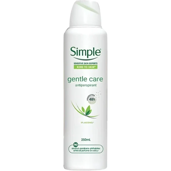 اسپری ضدتعریق simپل مدل Gentle Care ، محافظت 48 ساعته ، مناسب برای پوست های حساس ، با حجم ۲۵۰ میلی(واردات قانونی از منطقه آزاد ارس)