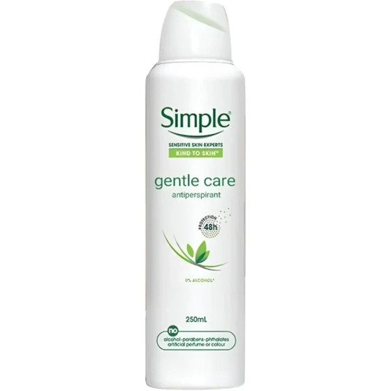 اسپری ضدتعریق simپل مدل Gentle Care ، محافظت 48 ساعته ، مناسب برای پوست های حساس ، با حجم ۲۵۰ میلی(واردات قانونی از منطقه آزاد ارس)