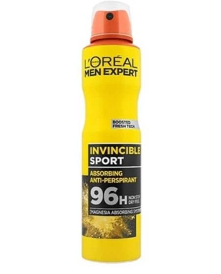 اسپری ضدتعریق مردانه Lورآل مدل invisible sport ، ماندگاری 96 ساعته ، با حجم 250 میلی(واردات قانونی از منطقه آزاد ارس)