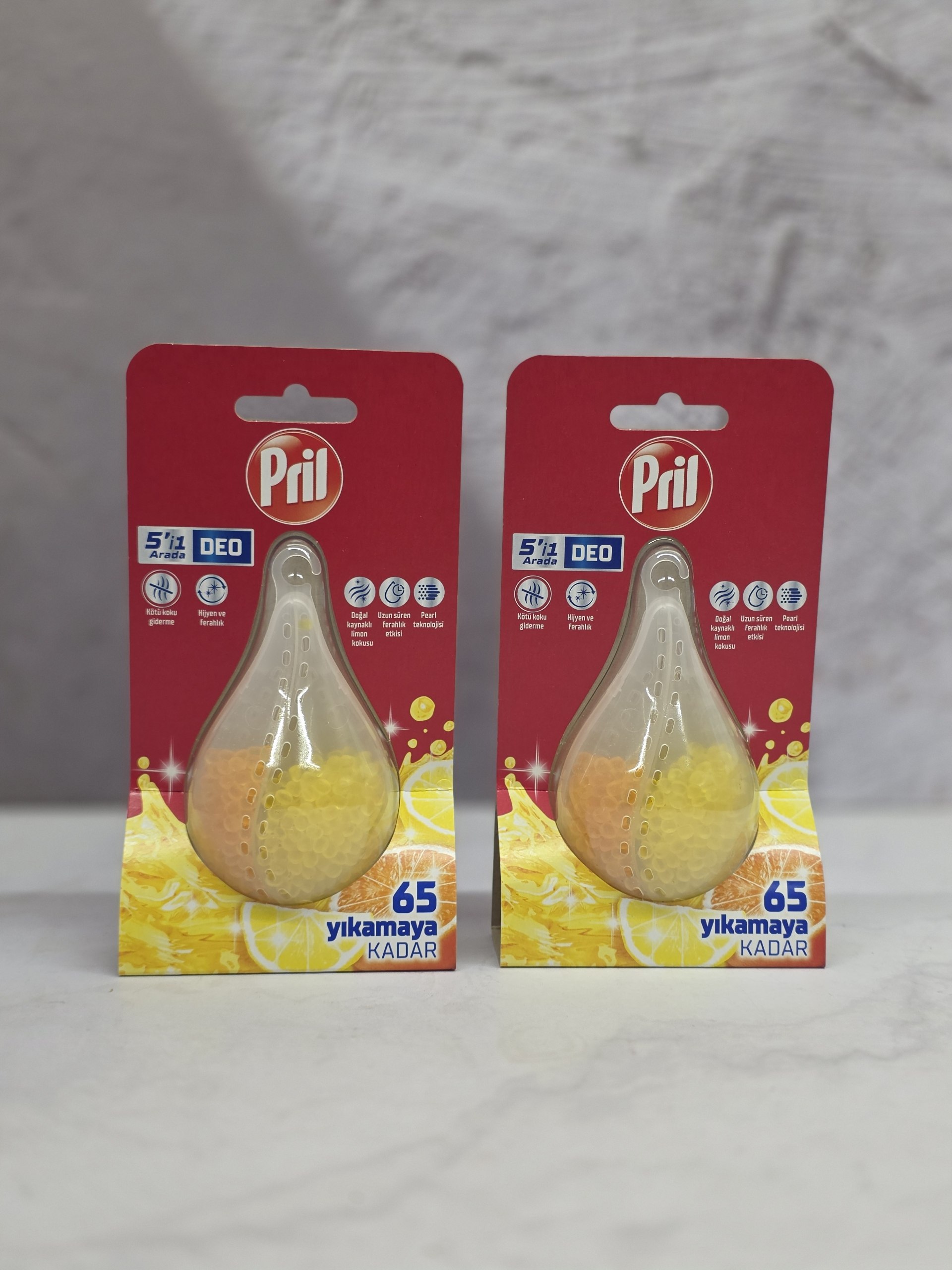 خوشبو کننده و بوگیر ماشین ظرفشویی پریل ، با رایحه لیمو و پرتقال ، 65 بار مصرف(واردات قانونی از منطقه آزاد ارس)