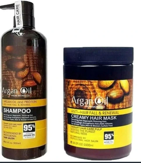 پک شامپو و ماسک مو بدون سولفات Lighیتنس ، تقویت کننده مو ، حاوی روغن آرگان و پروتئین (واردات قانونی از منطقه آزاد ارس)