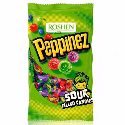 آبنبات ترش پپینز روشن اوکراین مدل peppinez طعم میوه‌ای