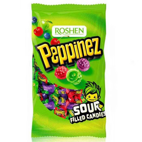 آبنبات ترش پپینز روشن اوکراین مدل peppinez طعم میوهای